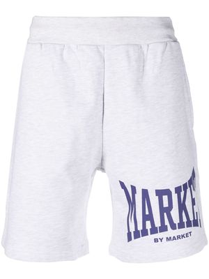 MARKET logo-print cotton track shorts - Grey