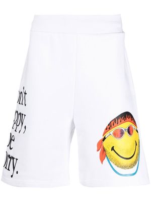 MARKET Smiley "Don't Happy, Be Worry" track shorts - White