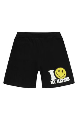 MARKET Smiley Haters Graphic Sweat Shorts in Black