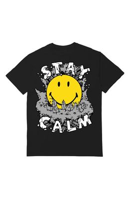 MARKET SMILEY Stay Calm Graphic T-Shirt in Vintage Black