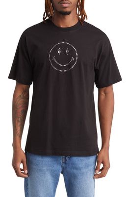 MARKET SMILEY Swarovski Cotton T-Shirt in Black