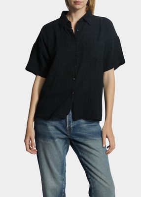 Marks Short-Sleeve Button-Front Cotton Shirt