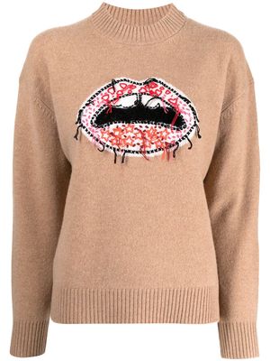 Markus Lupfer embroidered lips jumper - Brown