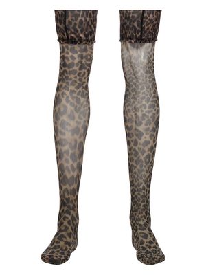 Marlies Dekkers leopard-print sheer stockings - Brown