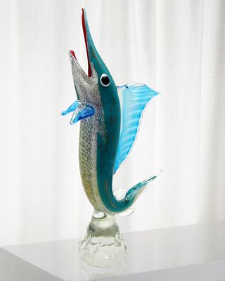 Marlin Art Glass Sculpture - 9" x 3.5" x 22.5"
