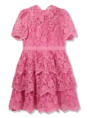 MARLO floral-lace tiered dress - Pink