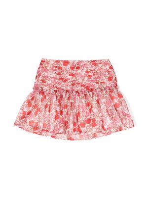MARLO Holly floral-print skirt - Red