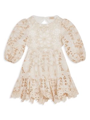 MARLO Kiera floral-embroidered cotton dress - Neutrals