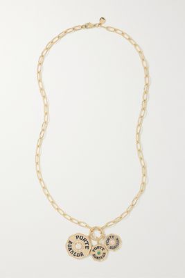 Marlo Laz - Porte Bonheur 14-karat Gold, Enamel And Multi-stone Necklace - one size
