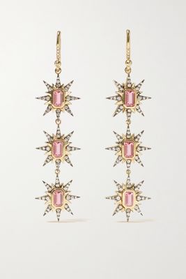 Marlo Laz - Starburst 14-karat Gold, Sapphire And Diamond Earrings - one size