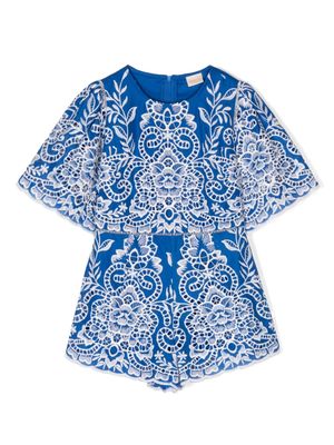 MARLO Marissa lace-embroidery playsuit - Blue