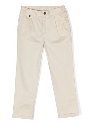 MARLO slim-cut turn-up trousers - Brown