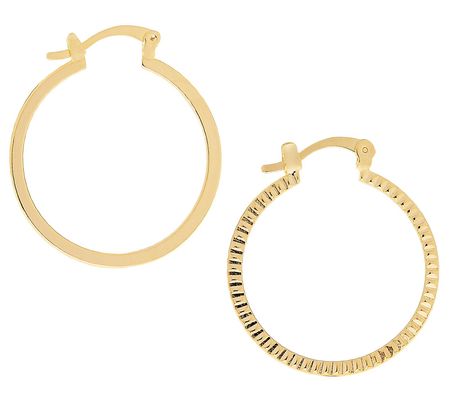 Marlyn Schiff 1" Thin Textured Hoop Earrings