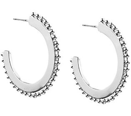 Marlyn Schiff 2" Beaded Trim Hoop Earrings