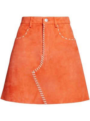 Marni A-line leather mini skirt - Orange