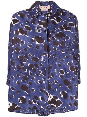 Marni abstract-print cotton shirt - Blue