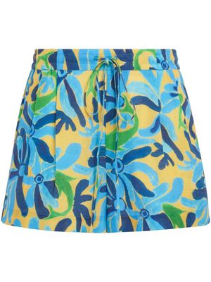 Marni abstract-print drawstring shorts - Blue
