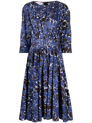 Marni abstract-print midi dress - Blue