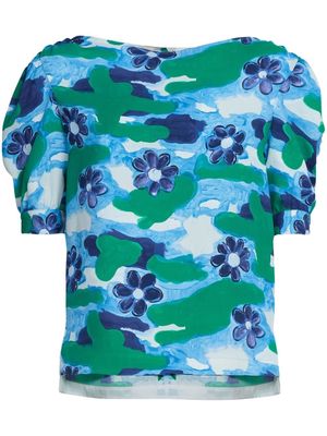Marni all-over floral-print blouse - Blue