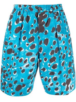 Marni all-over leopard-print shorts - Blue