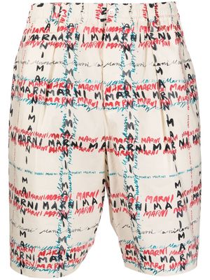 Marni all-over logo-print shorts - Neutrals
