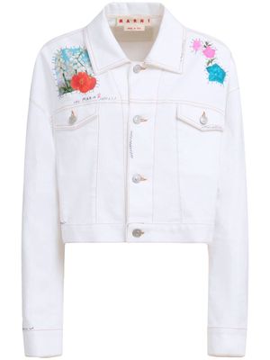 Marni appliqué-detail logo-embroidered jacket - White
