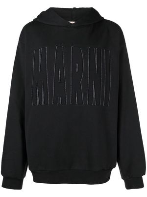 Marni appliqué logo long-sleeve hoodie - Black