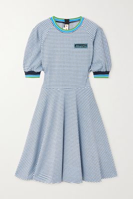 Marni - Appliquéd Checked Stretch-knit Dress - Blue