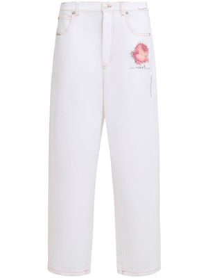 Marni appliquéd tapered jeans - White