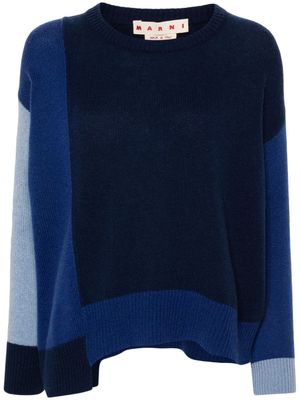 Marni asymmetric-hem cashmere jumper - Blue