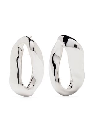 Marni asymmetric oval metal earrings - Silver