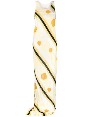 Marni bias-cut abstract slip-gown - Yellow