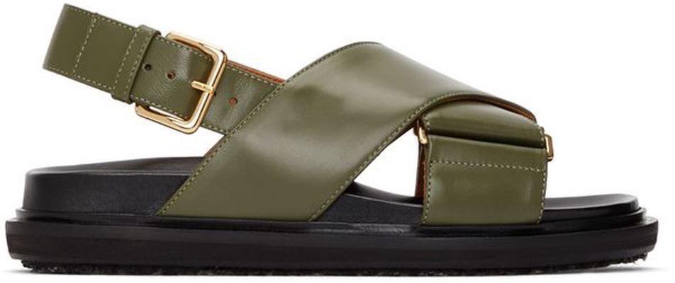 Marni Black & Khaki Fussbett Sandals