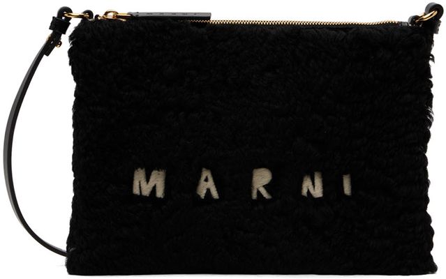 Marni Black Shearling Messenger Bag