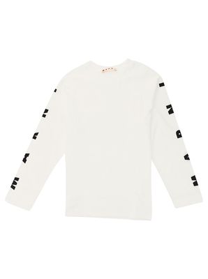 Marni Boy Long Sleeve T-shirt With Logo On Sleeves In Cotton Boy