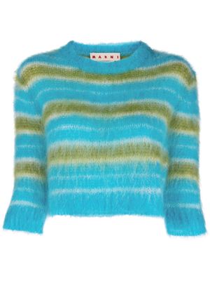 Marni brushed ribbed-knit striped jumper - Blue