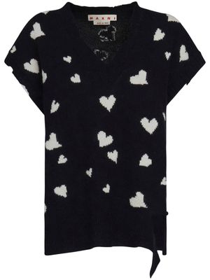 Marni Bunch of Hearts alpaca-wool vest - Black