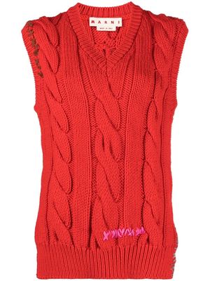 Marni cable-knit asymmetric vest - Red