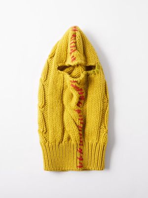 Marni - Cable-knit Wool Balaclava - Mens - Dark Yellow