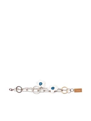 Marni chain-link layered charm bracelet - White