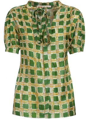 Marni Check Fields silk blouse - Green