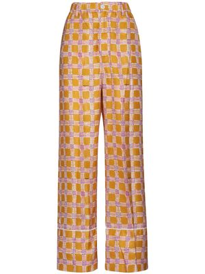 Marni Check Fields silk pajama trousers - Orange