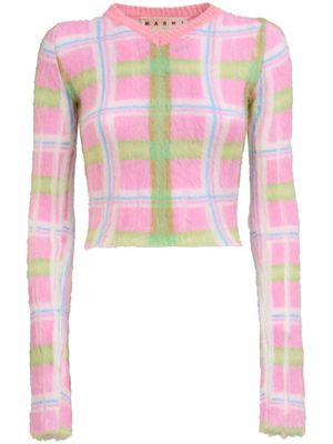 Marni check-print brushed-finish jumper - Pink