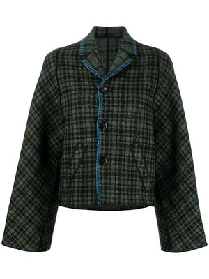 Marni check-print wide-sleeve jacket - Green