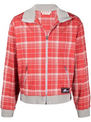 Marni check-print zip-up jacket - Red