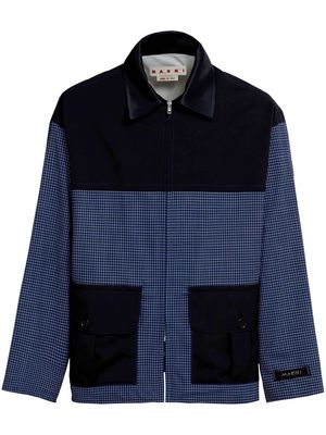 Marni checked contrast-panel shirt jacket - Blue