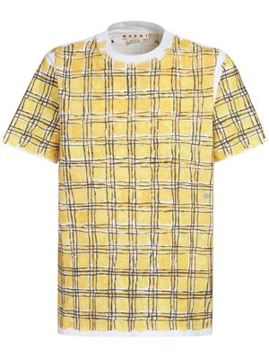 Marni checked cotton T-shirt - Yellow