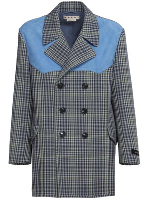 Marni checked double-breasted coat - Black