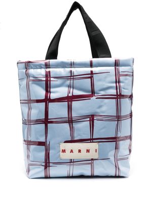 Marni checked padded-design tote bag - Blue