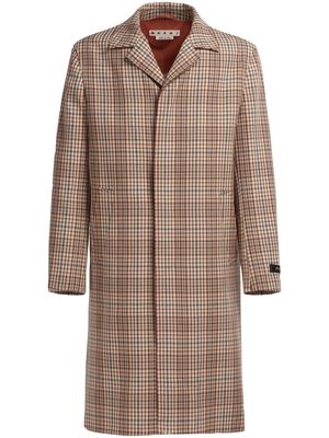 Marni checked single-breasted coat - Brown